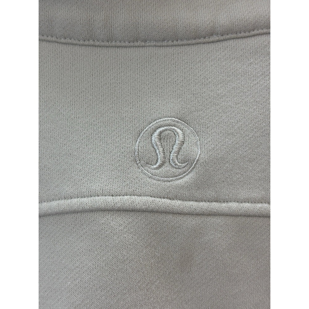 Lululemon Women Cream Scuba Oversized Half Zip Cropped Pullover Sweatshirt M/L - Picture 13 of 16